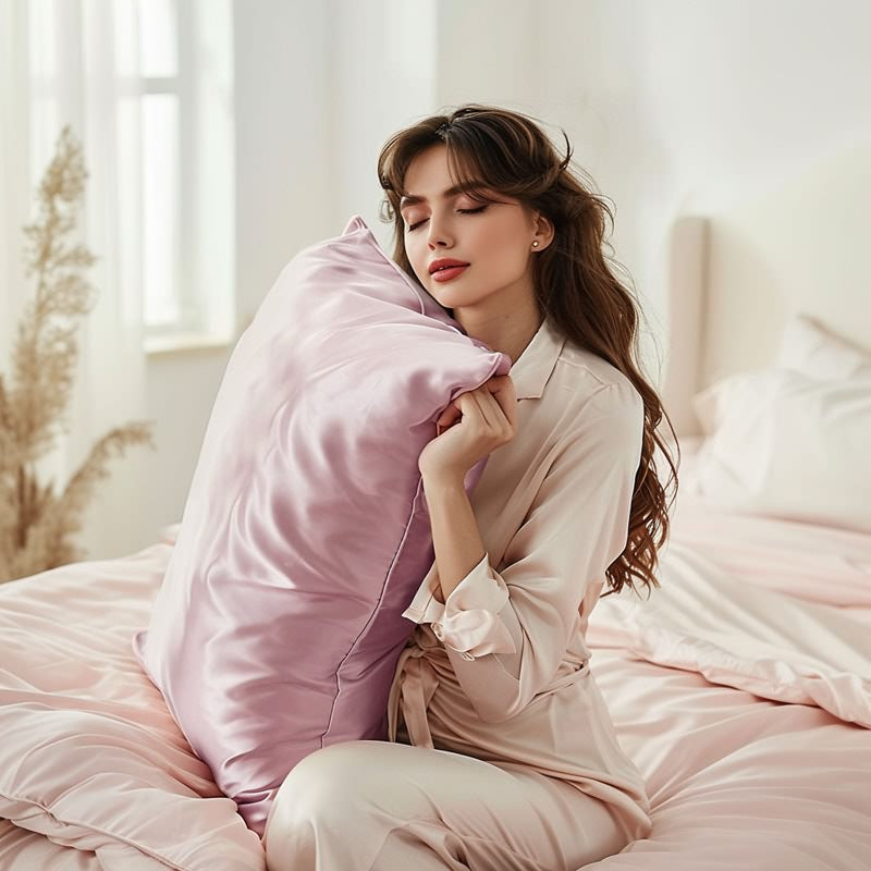 Pink silk pillowcase best sale